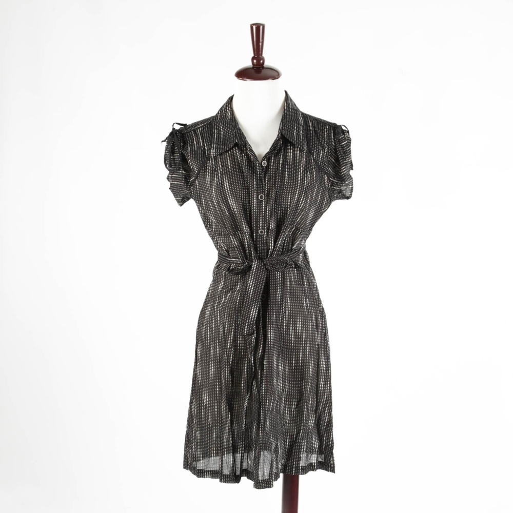 DKNY Jeans – Black Striped Cotton Shirt Dress – L